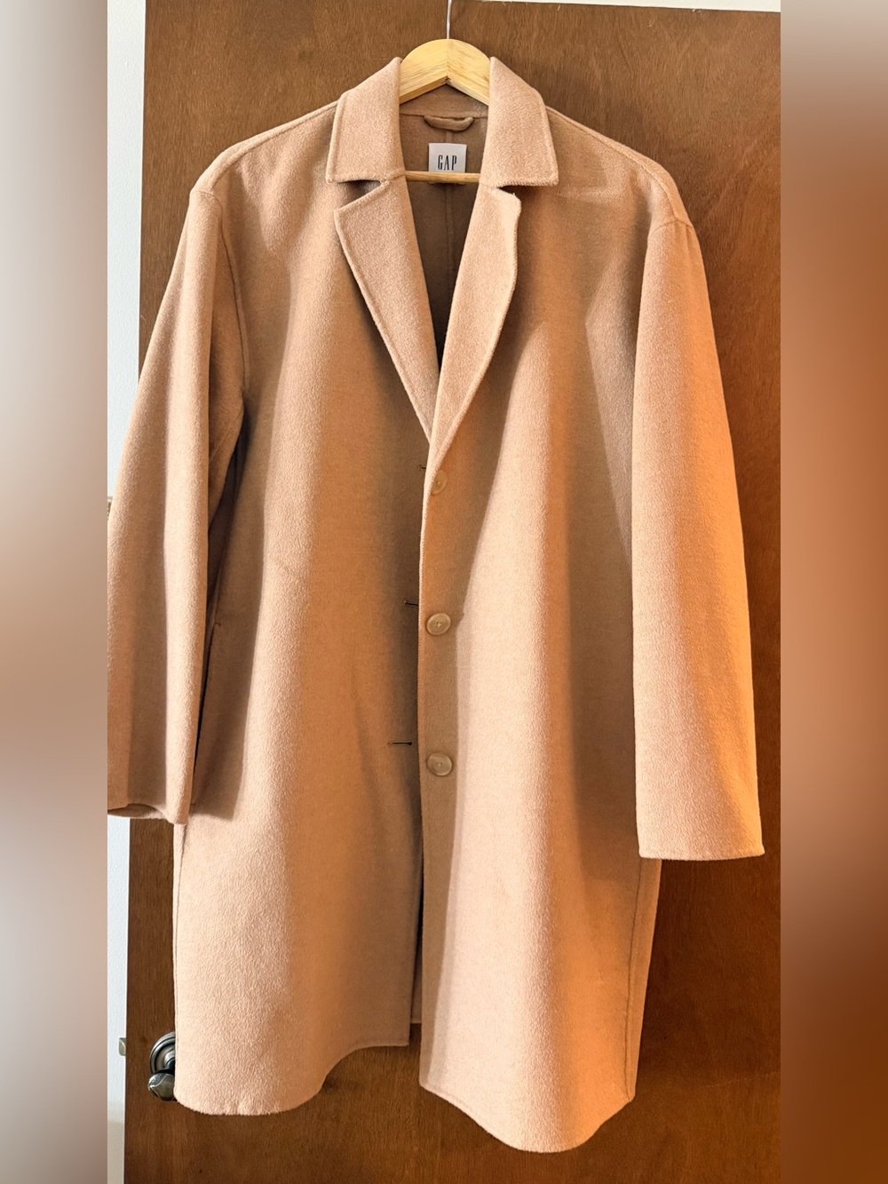 GAP Woman's Camel Wool-Blend Overcoat- unlined